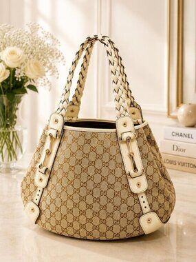 Authentic Gucci Pelham GG Canvas Large Shoulder Tote Bag